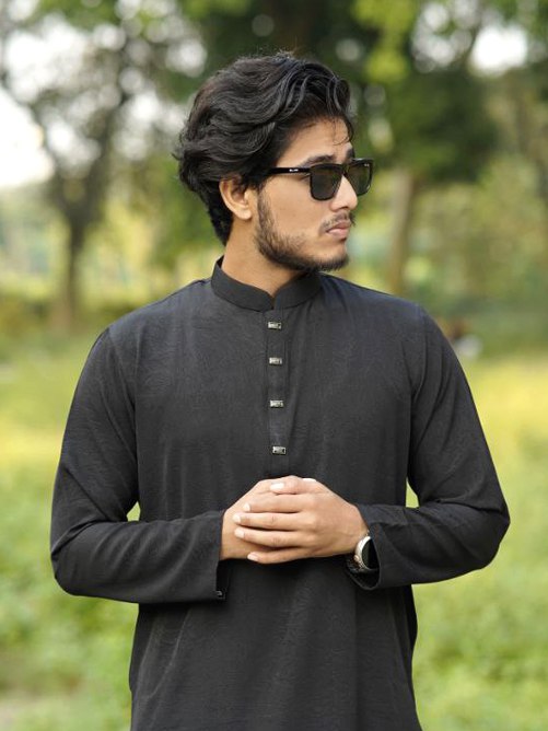 প্রিমিয়াম মাইক্রোস্টিজ ভাঙচুর ফেব্রিক সলিড পাঞ্জাবি